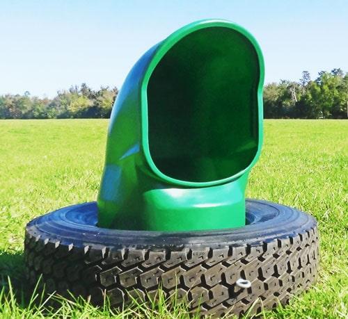 Ameri-Ag mineral feeder mounted in a tire